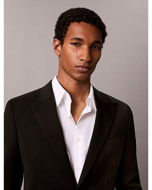 Calvin Klein Gray Slim Wool Tuxedo Jacket for men