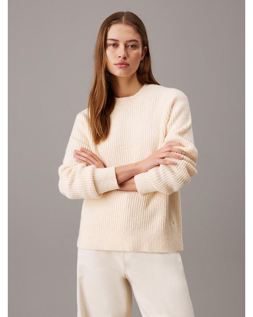Pull Bouclé Côtelé Calvin Klein en coloris Natural