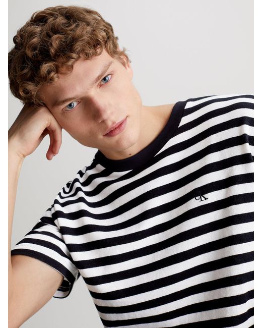 Calvin Klein Blue Unisex Oversized Striped T-shirt