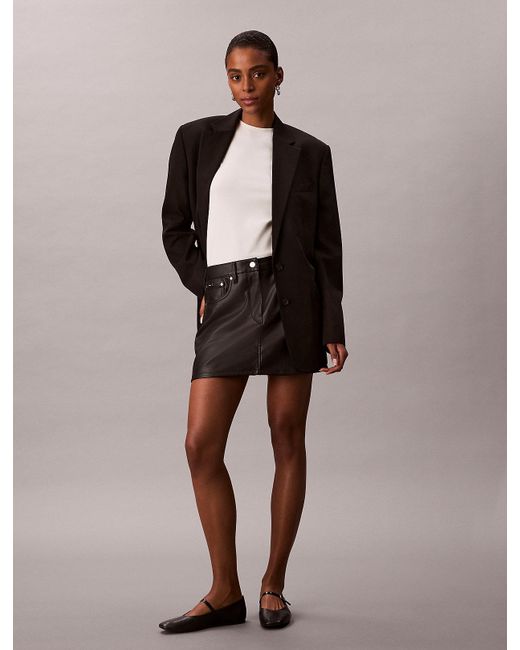 Calvin Klein Brown Faux Leather Mini Skirt