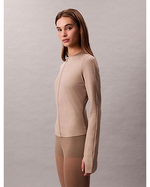 Calvin Klein Brown Sport Invisible Midlayer Shapewear Zip Up Jacket