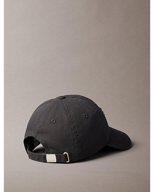 Calvin Klein Gray Washed Canvas Embroidered Logo Cap for men