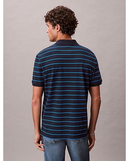 Calvin Klein Blue Jeans Striped Pique Polo Shirt for men