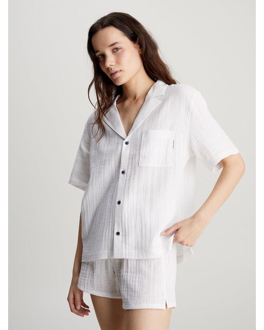 Calvin Klein White Pyjama Top - Pure Textured