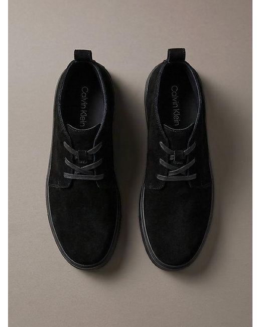 Calvin Klein Brown Suede Hybrid Cupsole Lace Up Shoes for men