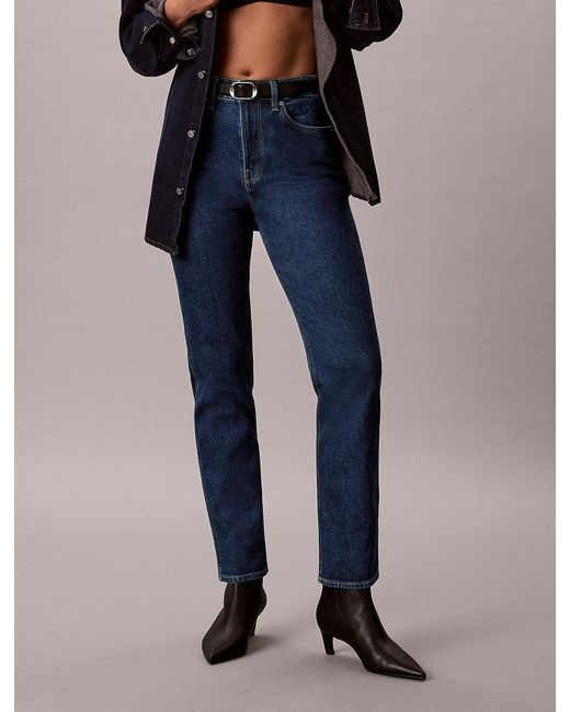 Calvin Klein Blue Archive High Rise Slim Jean