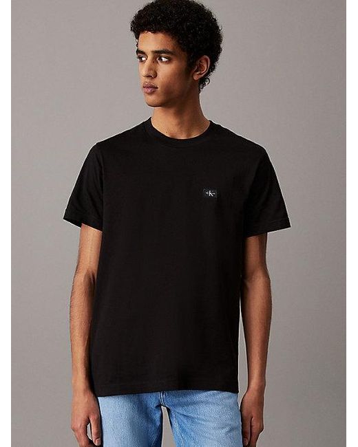 Camiseta de algodón con insignia Calvin Klein de hombre de color Black