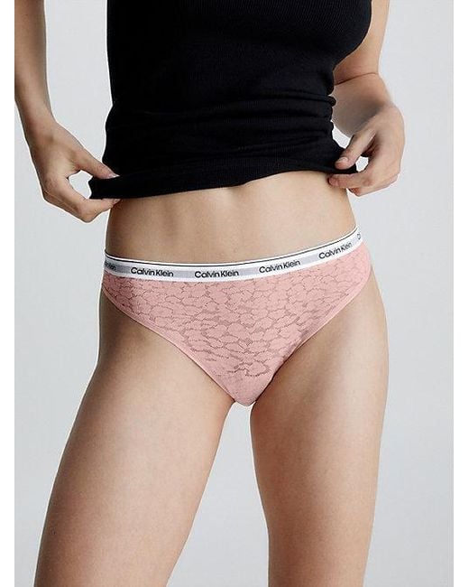 Calvin Klein Pink Lace High Leg Thong