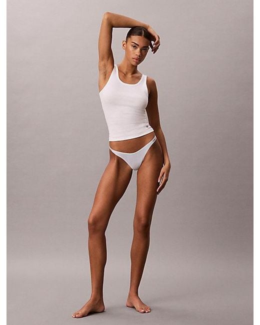 Calvin Klein White 3 Pack Dipped Thongs Icon Logo