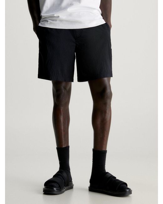 Short relaxed en nylon froissé Calvin Klein pour homme en coloris Black