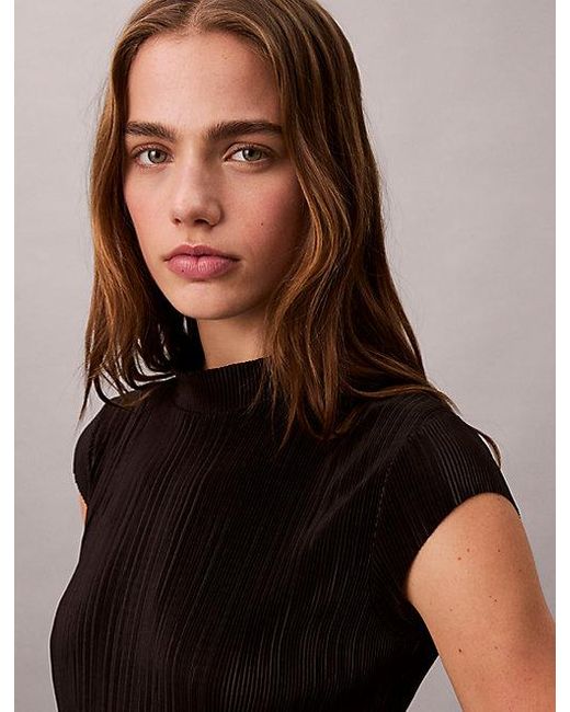Calvin Klein Black Plisse Midi Dress