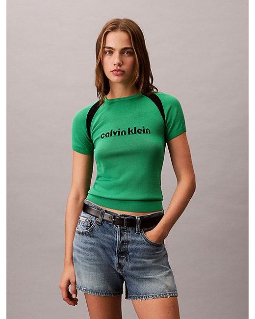 Calvin Klein Green Jeans Contrast Logo Graphic Slim T-Shirt