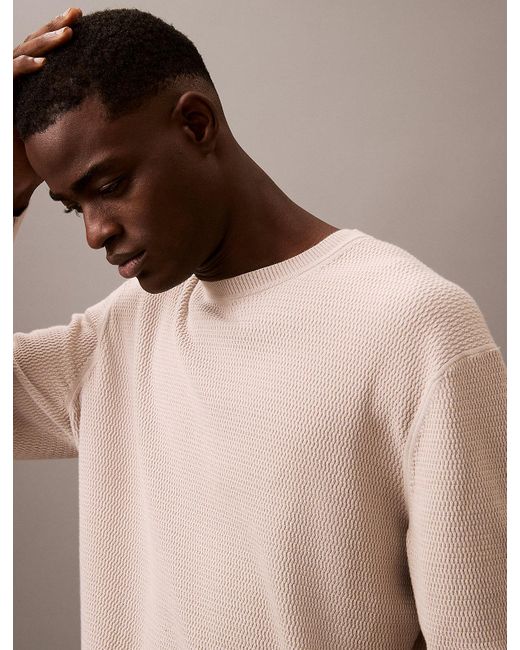 Maglione Girocollo di Calvin Klein in Natural da Uomo