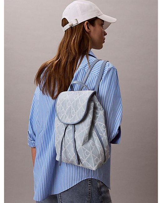 Calvin Klein Blue Denim Logo Jacquard Backpack