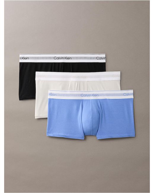 Calvin Klein Blue Icon Modal Mesh 3-Pack Low Rise Trunk for men