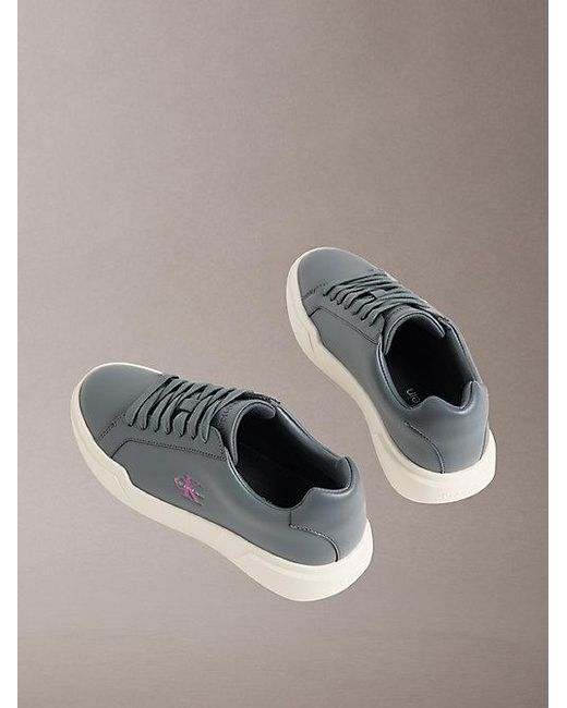 Calvin Klein Gray Leather Durable Traction Chunky Trainers