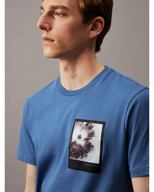 Calvin Klein Blue Flower Graphic T-shirt for men