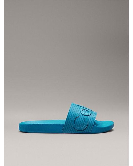 Calvin Klein Logo-Slippers in Blue für Herren