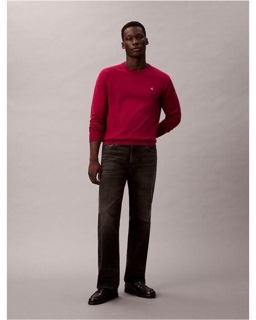 Calvin Klein Red Calvin Klein Smooth Cotton Sweater for men