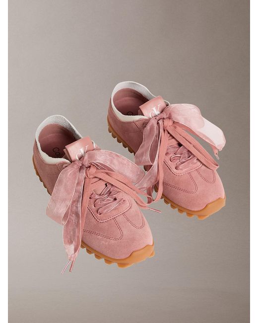 Calvin Klein Pink Suede Organza Runner Trainers