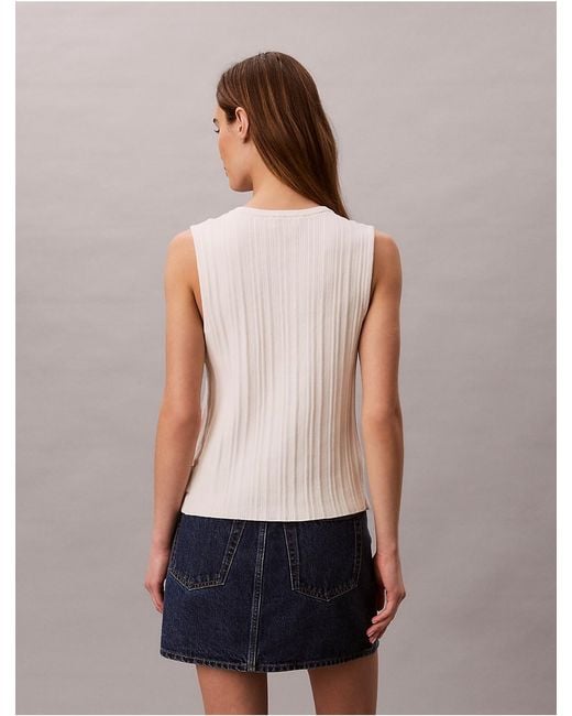 Calvin Klein Blue Calvin Klein Smooth Cotton Rib Button-Down Tank Top