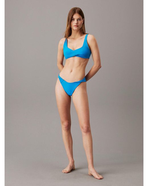 Calvin Klein Blue Bralette Bikini Top - Ck Structured Twist