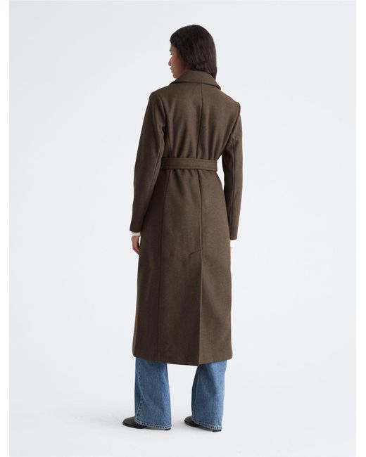 Calvin Klein Walker Wool Overcoat in Brown | Lyst