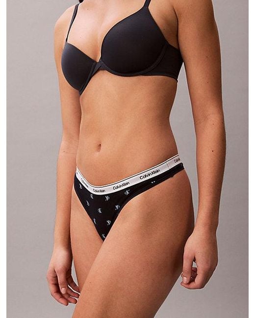 Calvin Klein Brown Thong Icon Logo