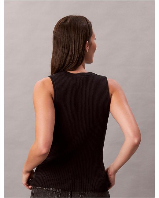 Calvin Klein Black Calvin Klein Smooth Cotton Rib Sweater Tank