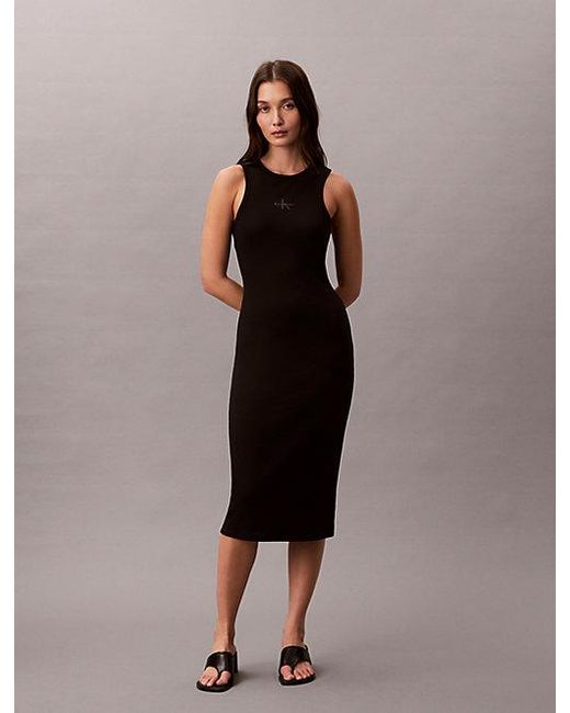 Calvin Klein Brown Jeans Ribbed Cotton Midi Tank Dress