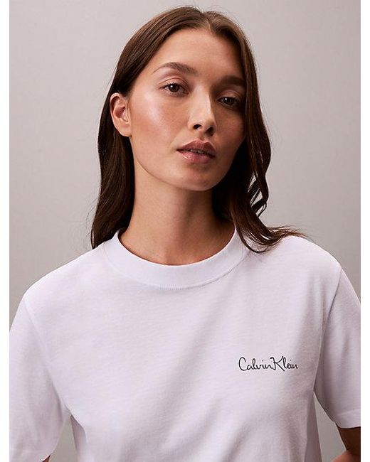Calvin Klein White Jeans Logo Graphic Classic T-Shirt
