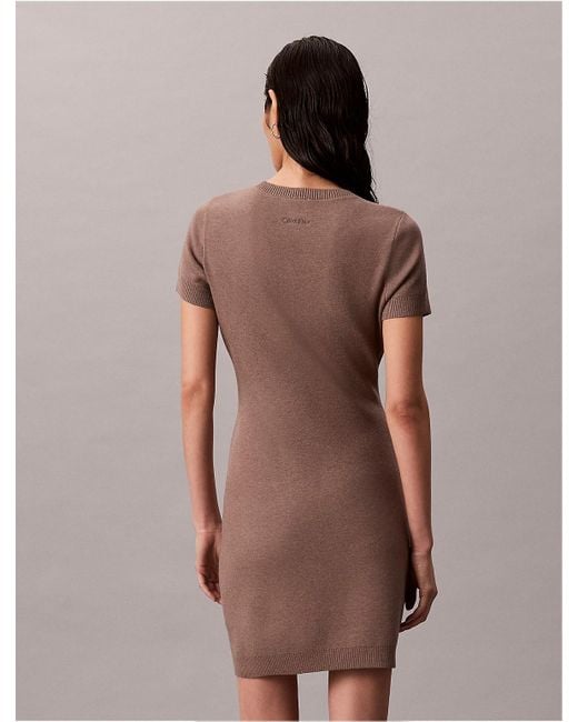 Calvin Klein Tech Knit Dress in Brown | Lyst