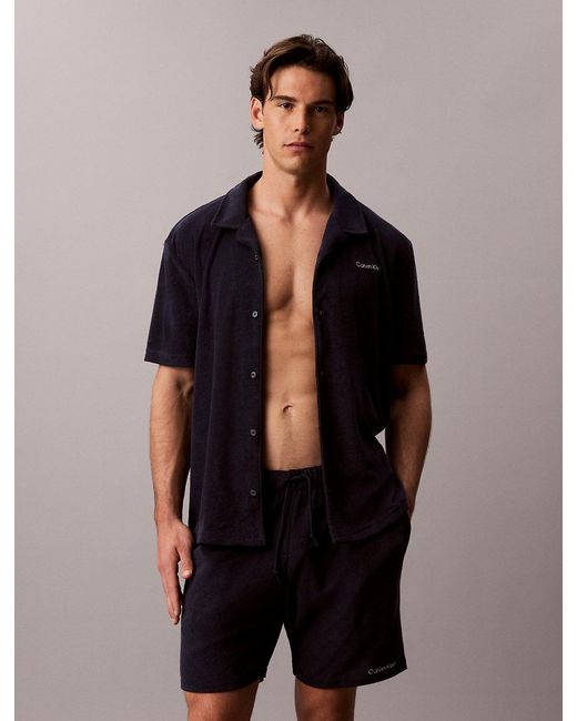 Calvin Klein Blue Long Drawstring Beach Shorts for men