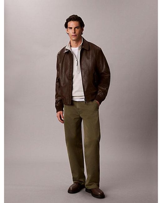 Calvin Klein Brown Jeans Cotton Terry Quarter Zip Sweatshirt for men