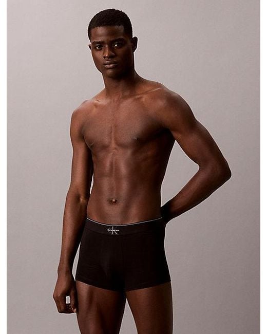 Calvin Klein Black 3 Pack Trunks Graphic Monogram Cotton Stretch for men