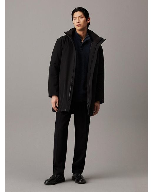 Calvin Klein Black Hooded Parka Coat for men