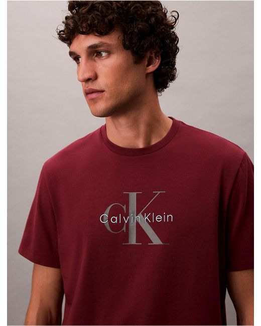 Calvin Klein Red Monogram Logo Tee for men