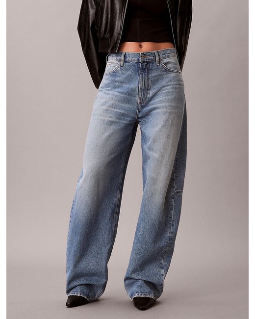 Calvin Klein Blue High Rise Barrel Jeans