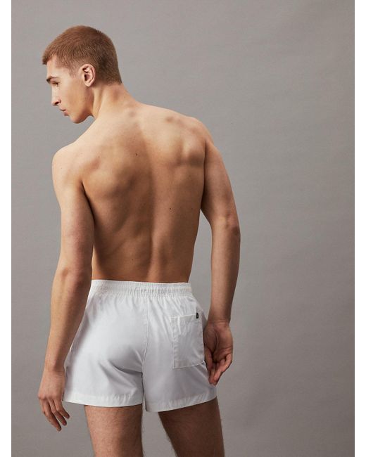 Calvin Klein White Short Drawstring Swim Shorts - Ck Monogram for men