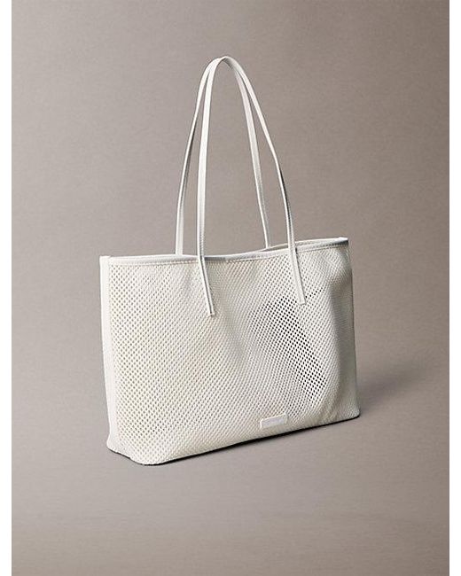 Calvin Klein Natural Emblem Logo Mesh Tote Bag