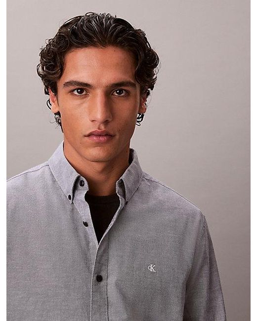 Calvin Klein Multicolor Jeans Oxford Cotton Button Down Shirt for men