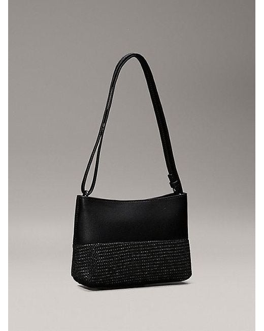 Calvin Klein Converteerbare Raffia Schoudertas in het Black