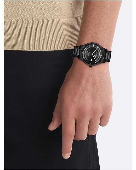 Calvin Klein Black Automatic H-Link Bracelet Watch for men