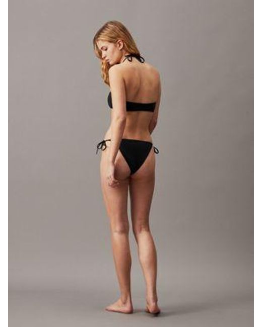 Calvin Klein Bikinibroekje Met Doorzichtige Inzet En Strikbandjes in het Black