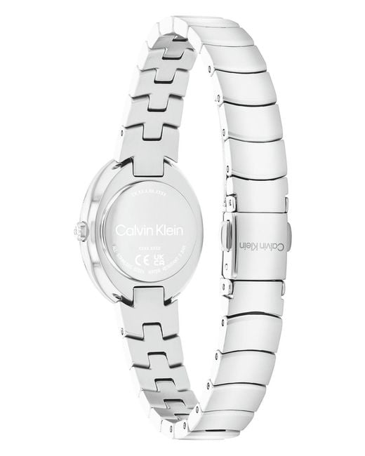 Calvin Klein White Oval Twisted Bezel Bracelet Watch