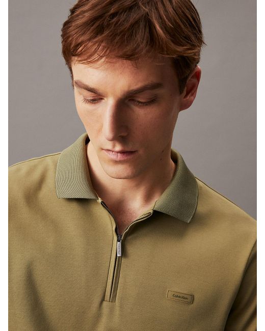 Calvin Klein Green Welt Zip Polo Shirt for men