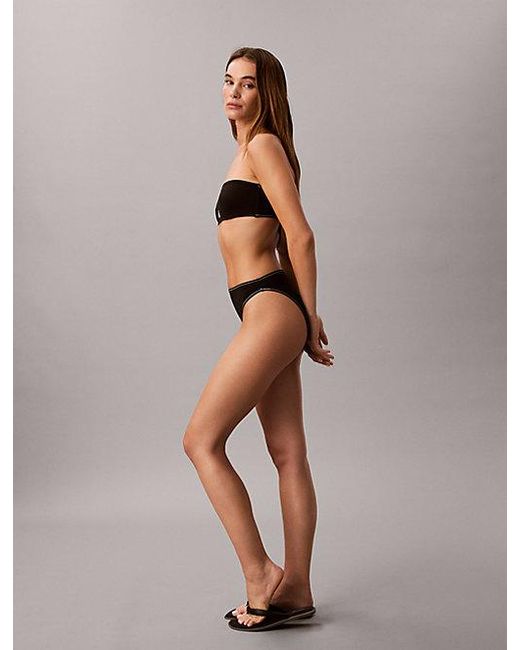 Calvin Klein Black High Leg Bikini Bottoms Ck Monogram