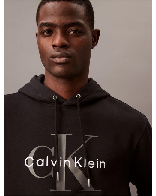 Calvin Klein Brown Monogram Logo Fleece Hoodie for men