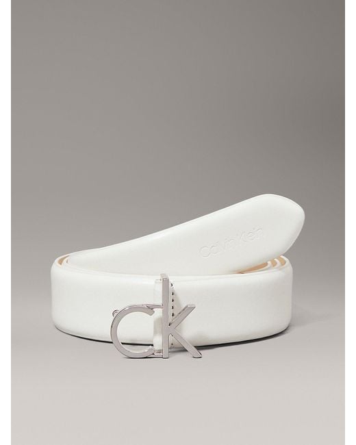 Calvin Klein White Leather Logo Belt