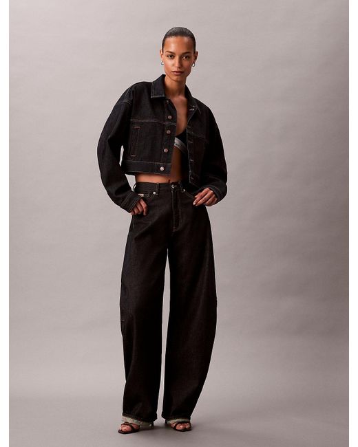 Calvin Klein Black Cropped Denim Jacket